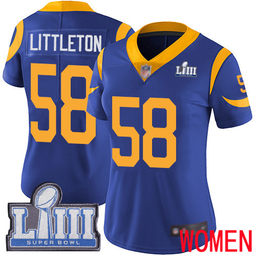 Los Angeles Rams Limited Royal Blue Women Cory Littleton Alternate Jersey NFL Football #58 Super Bowl LIII Bound Vapor Untouchable->women nfl jersey->Women Jersey